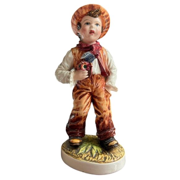 Rare Carlo Mollica Capodimonte Boy Holding Flowers Porcelain Figurine Signed - Picture 1 of 8
